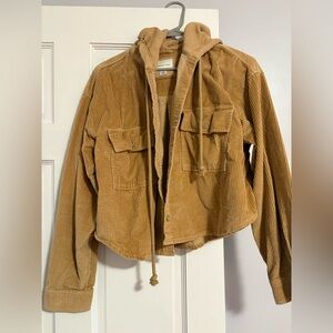 Tan Corduroy Hooded Jacket